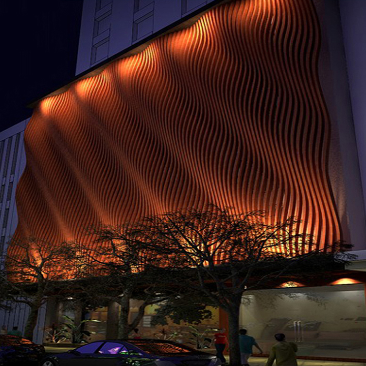 門頭娛樂場(chǎng)所弧形方通工程案例